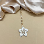 Load image into Gallery viewer, SOFT GOLDEN AURA SET ( EARRINGS, TIKKA, PAIR OF HATHPHOOL, NACKLACE, EARCHAIN )