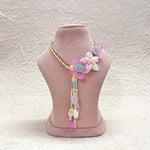 Load image into Gallery viewer, THE PINK & TURQUOISE PETALS SET (EARRING, EARCHAIN, NECKLACE, HATHPHOOL, KALEERA)