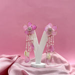 Load image into Gallery viewer, THE PINK PETAL SET (EARRING, EARCHAIN, HATHPHOOL, KALEERA, NECKLACE)
