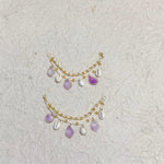 Load image into Gallery viewer, THE PURPLE PETALS SET (EARRINGS, NECKLACE, HATHPHOOL, KALEERE, EARCHAIN)