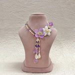 Load image into Gallery viewer, THE PURPLE PETALS SET (EARRINGS, NECKLACE, HATHPHOOL, KALEERE, EARCHAIN)