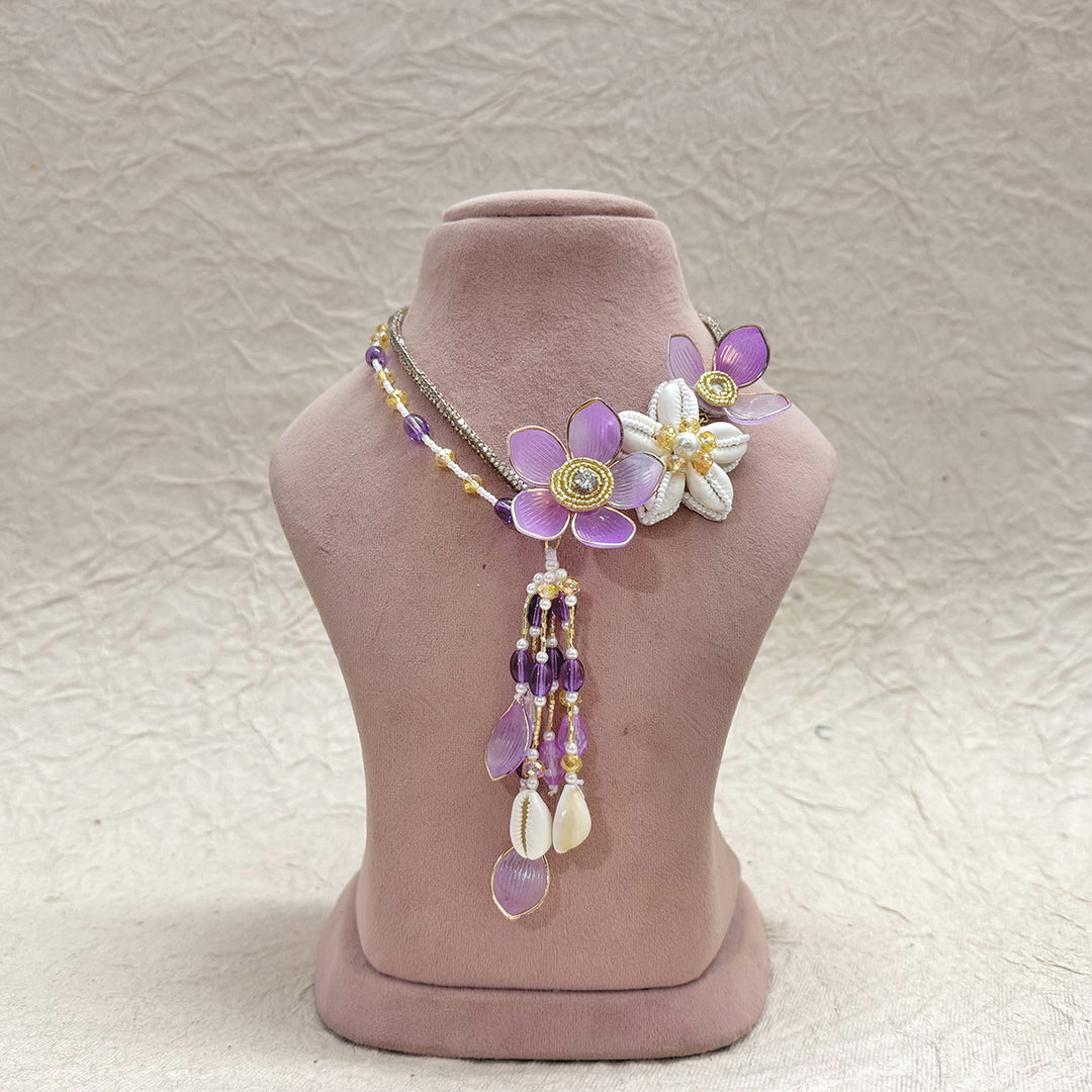 THE PURPLE PETALS SET (EARRINGS, NECKLACE, HATHPHOOL, KALEERE, EARCHAIN)