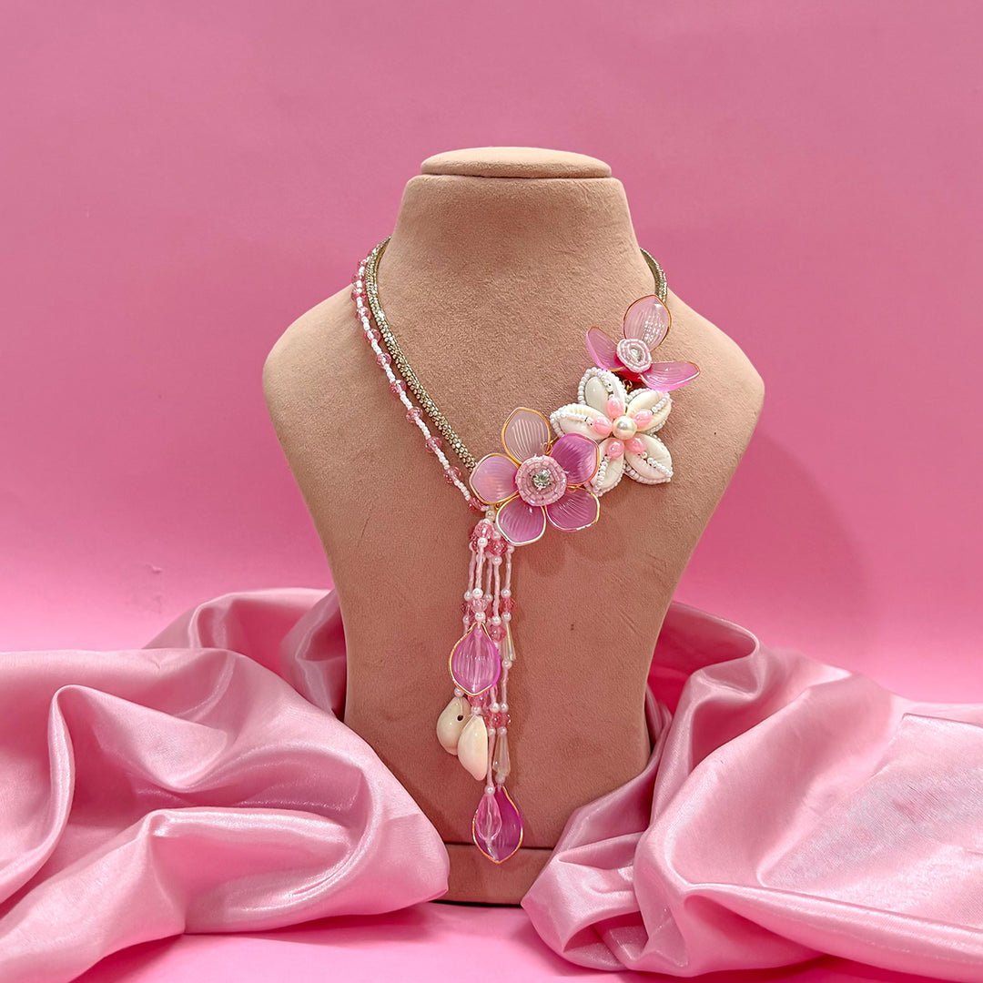 THE PINK PETAL SET (EARRING, EARCHAIN, HATHPHOOL, KALEERA, NECKLACE)