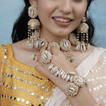 Load image into Gallery viewer, SHRUNGAR SET ( EARRINGS, TIKKA, PAIR OF HATHPHOOL, NACKLACE )
