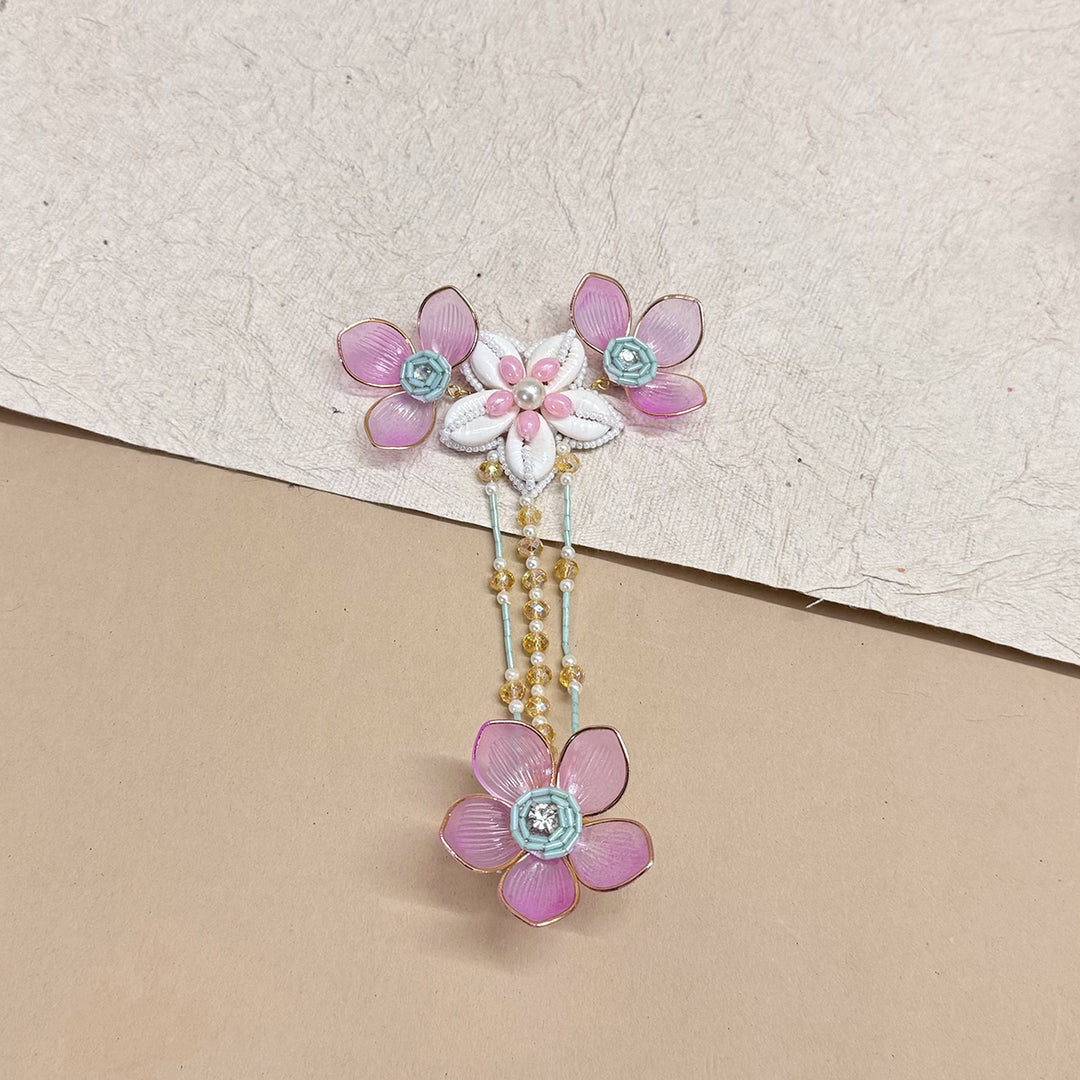 THE PINK & TURQUOISE PETALS SET (EARRING, EARCHAIN, NECKLACE, HATHPHOOL, KALEERA)