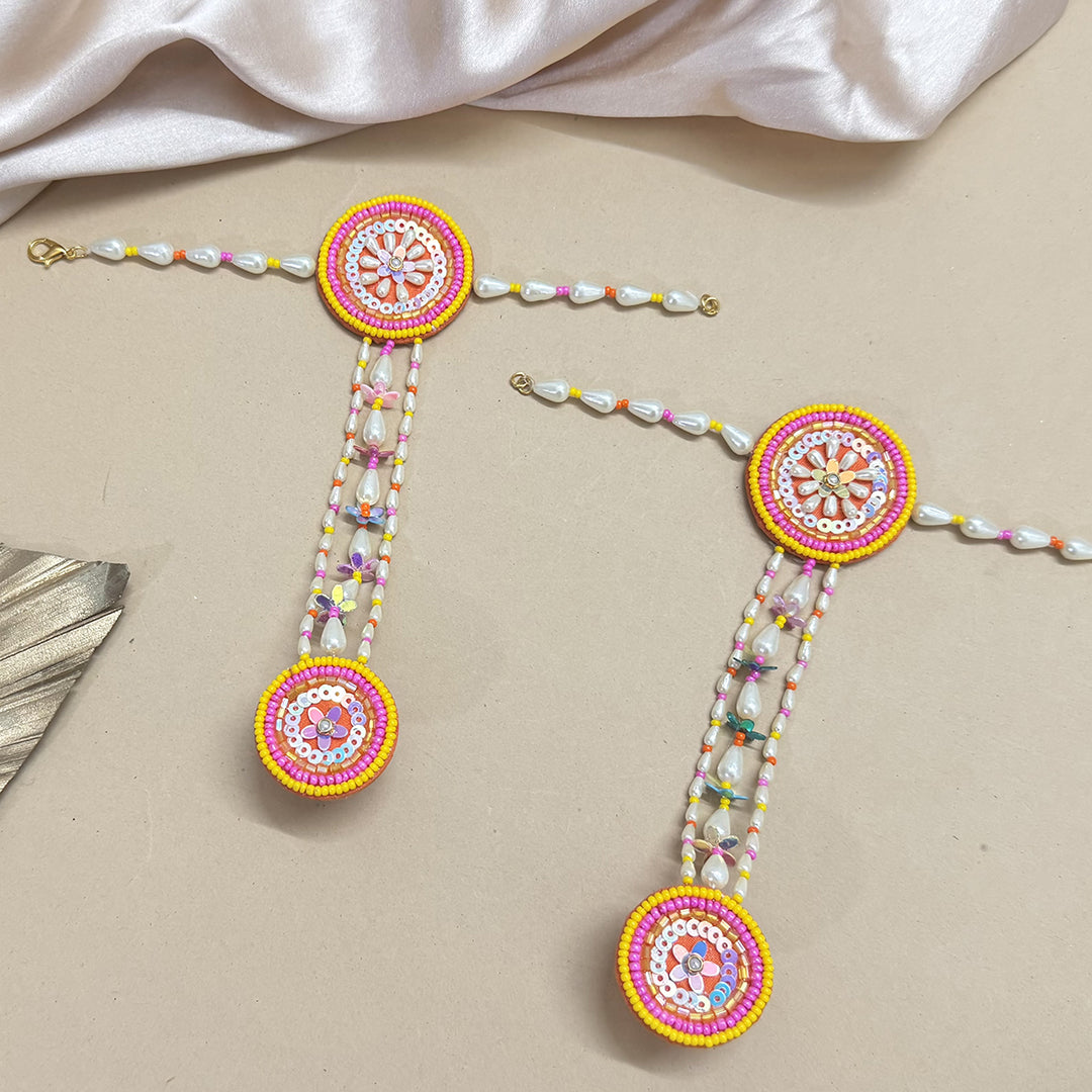 RANG SET ( EARRINGS, TIKKA, PAIR OF HATHPHOOL, NACKLACE, EARCHAIN )